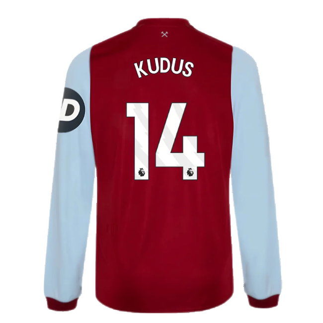 2023-2024 West Ham Long Sleeve Home Shirt (Kudus 14)-SoccerKits Hub | Buy Soccer Jerseys Online